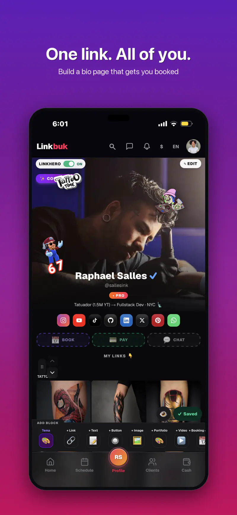 Complete Linkbuk App Store screenshot presenting the profile feature